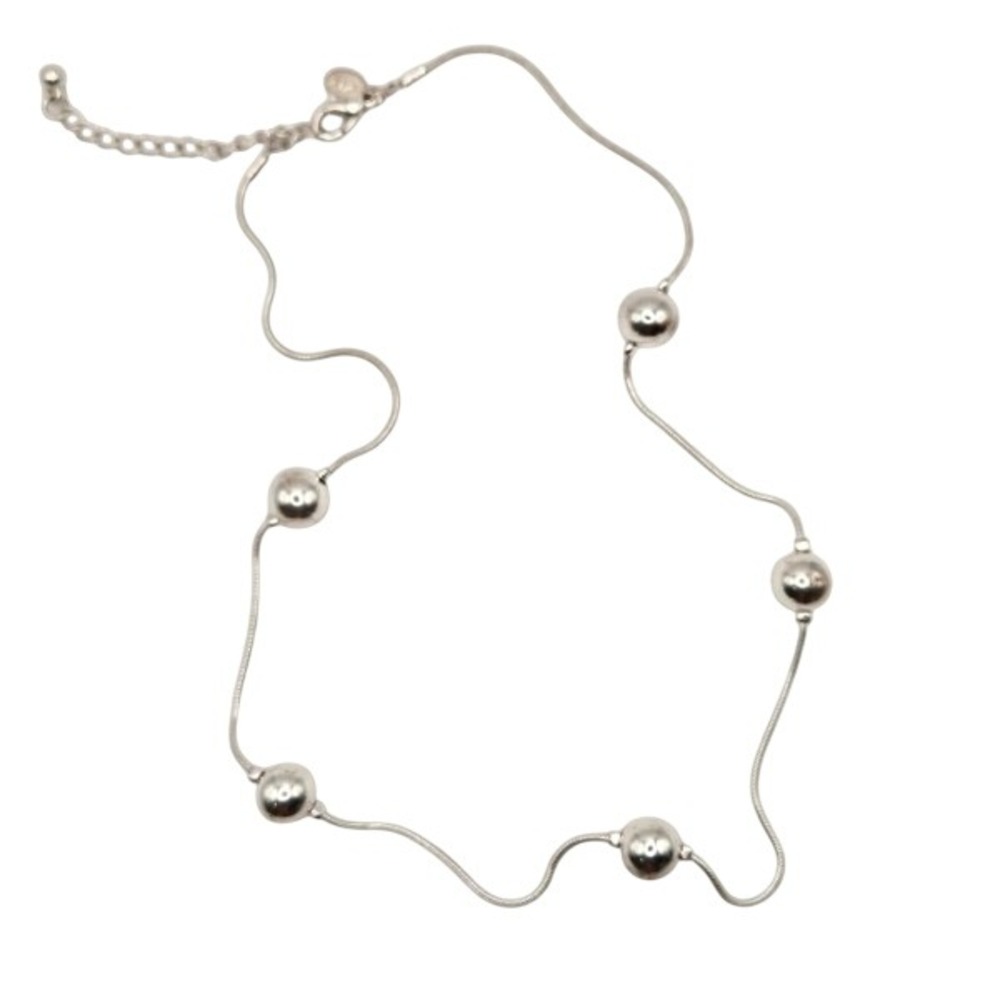Kim Rogers Silver Tone Bead Station Necklace Adjustable Chain Fashion Jewelry